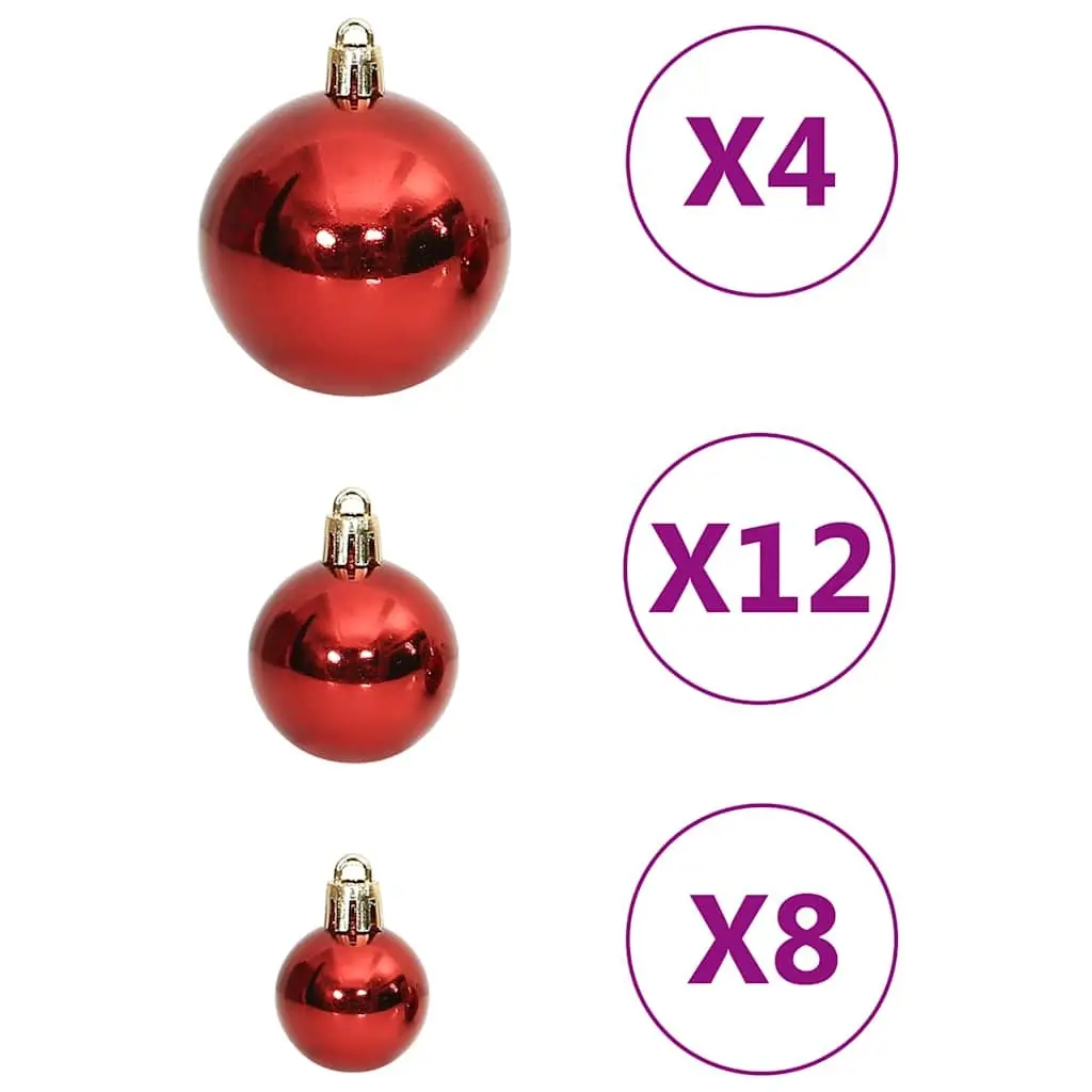 Christmas Bauble Set Polystyrene 111 Piece Red Ornaments