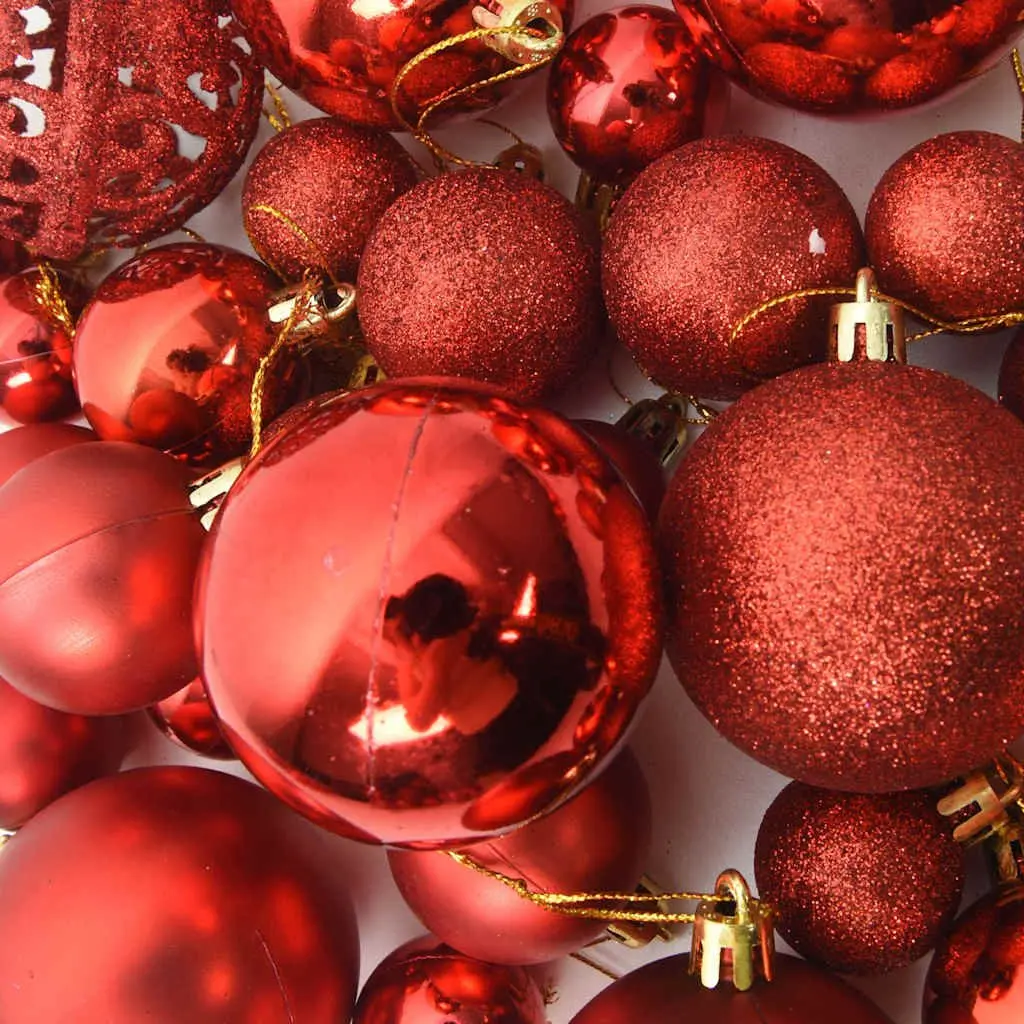 Christmas Bauble Set Polystyrene 111 Piece Red Ornaments