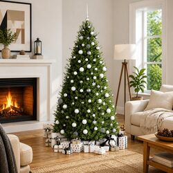 Christmas Bauble Set 111 Piece White Grey Shatterproof Ornaments Tree