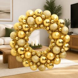 Gold 45cm Christmas Wreath for Versatile Decor