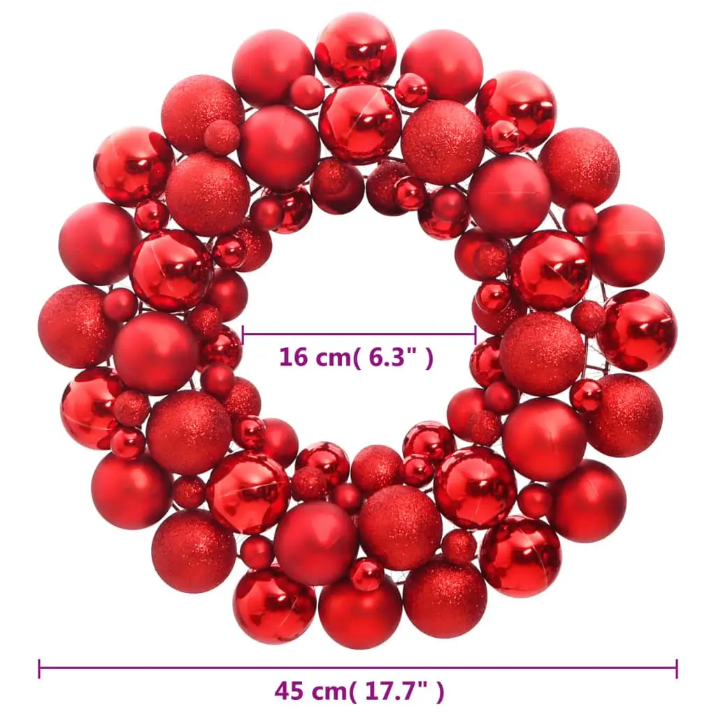Christmas Wreath Polystyrene 45cm Red Holiday Door Decoration