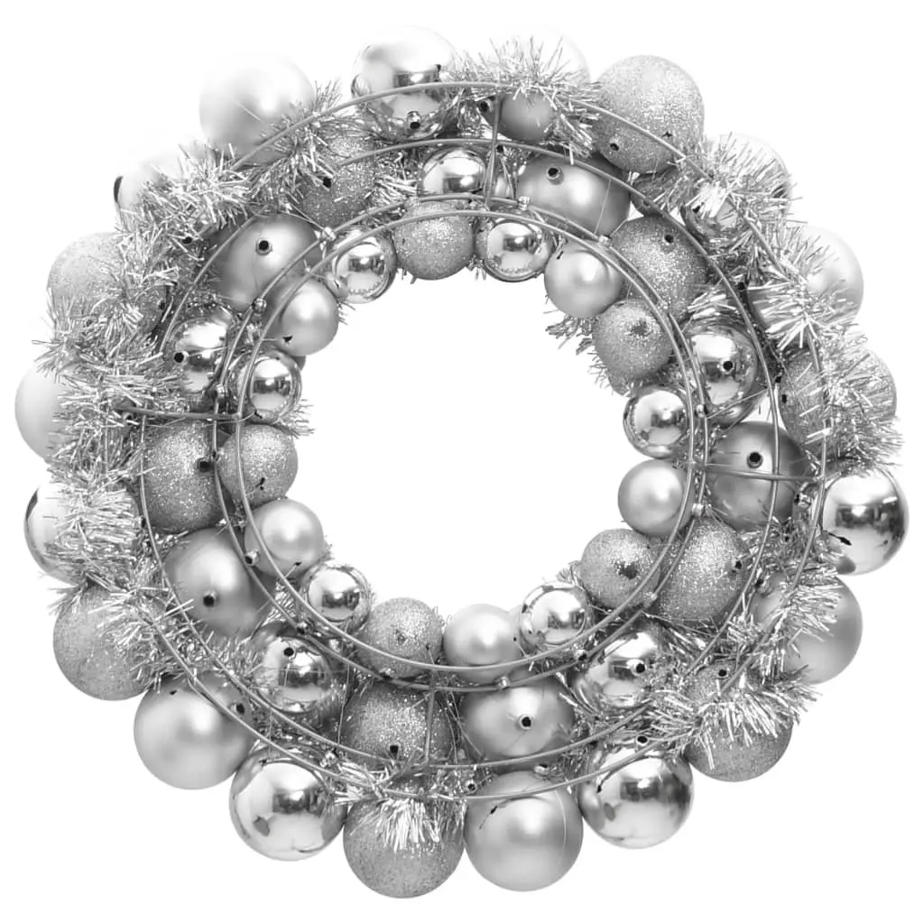 Silver Christmas Wreath 45cm Polystyrene Hanging Holiday Decoration Reusable Festive Decor