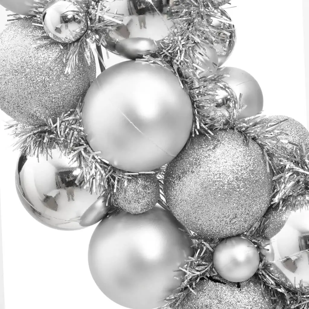 Silver Christmas Wreath 45cm Polystyrene Hanging Holiday Decoration Reusable Festive Decor