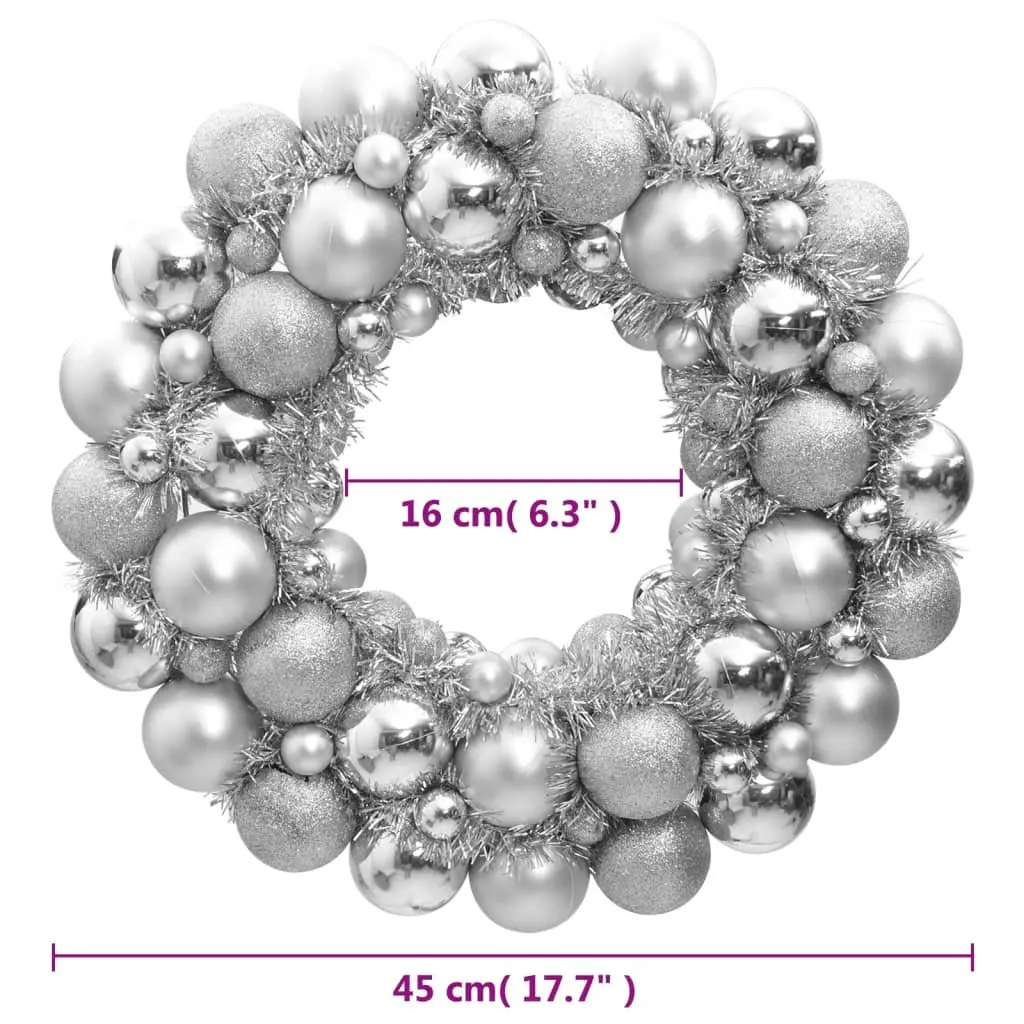 Silver Christmas Wreath 45cm Polystyrene Hanging Holiday Decoration Reusable Festive Decor
