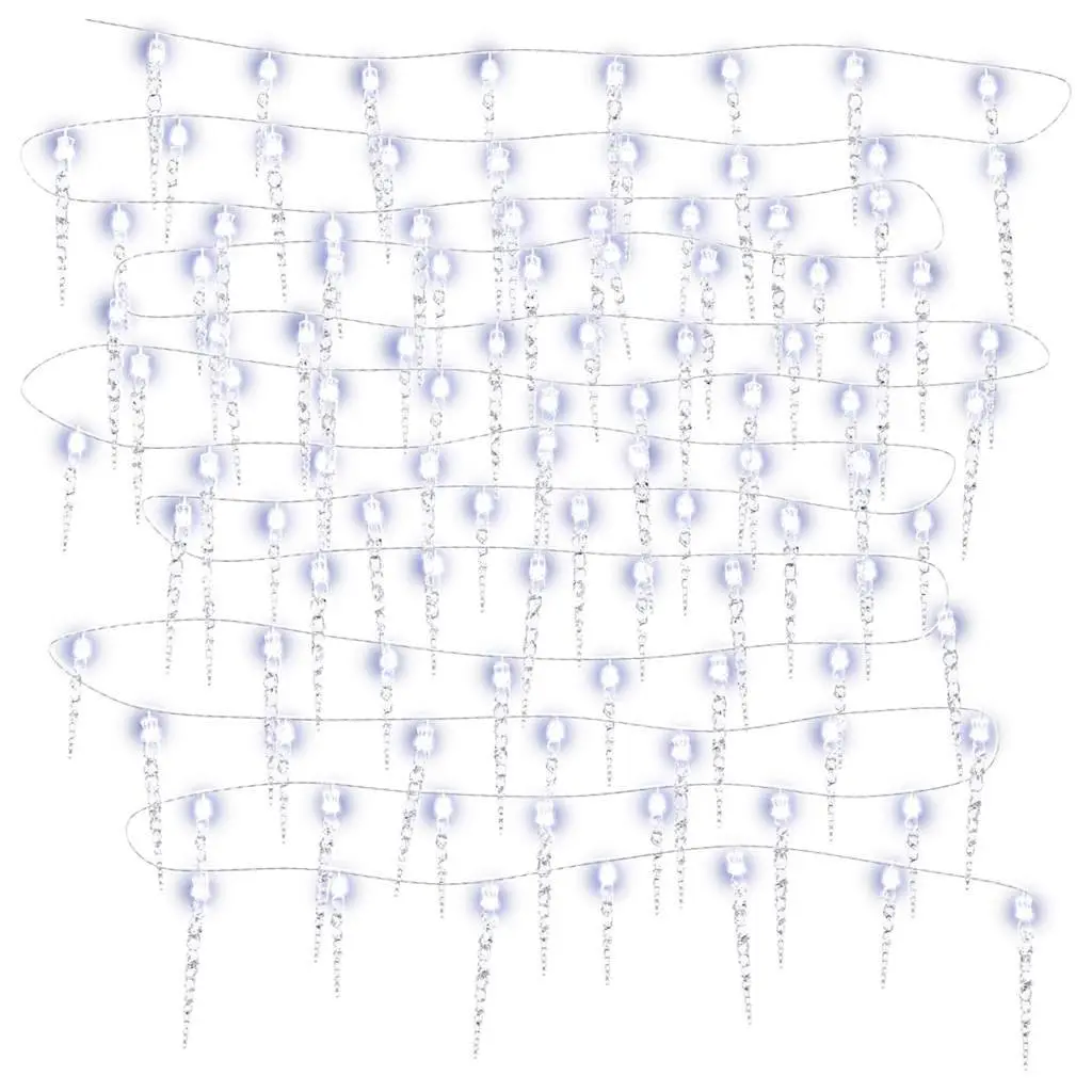 Christmas Icicle Light 200 LEDs Cold White 20m PVC Acrylic Indoor Outdoor Holiday Decoration