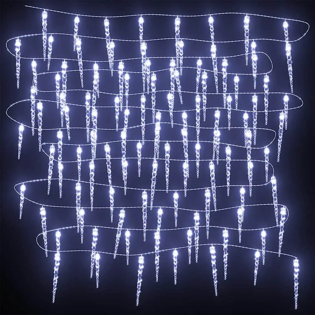 Christmas Icicle Light 200 LEDs Cold White 20m PVC Acrylic Indoor Outdoor Holiday Decoration
