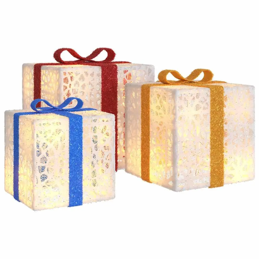 Lighted Christmas Boxes Set of 3 Warm White LED Seasonal Holiday Decoration