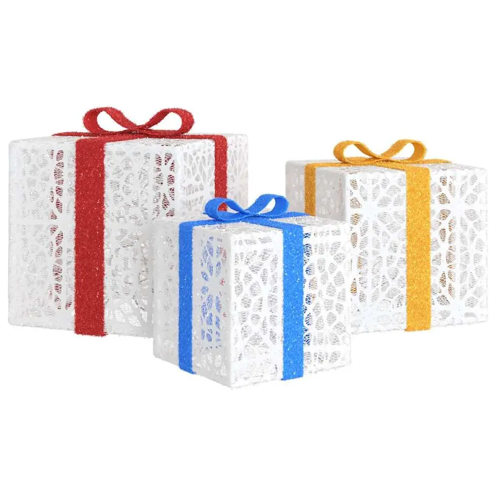 Lighted Christmas Boxes Set of 3 Warm White LED Seasonal Holiday Decoration