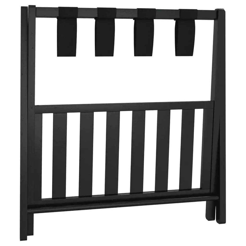 Luggage Rack Bamboo Two Shelf Foldable Storage Stand Black
