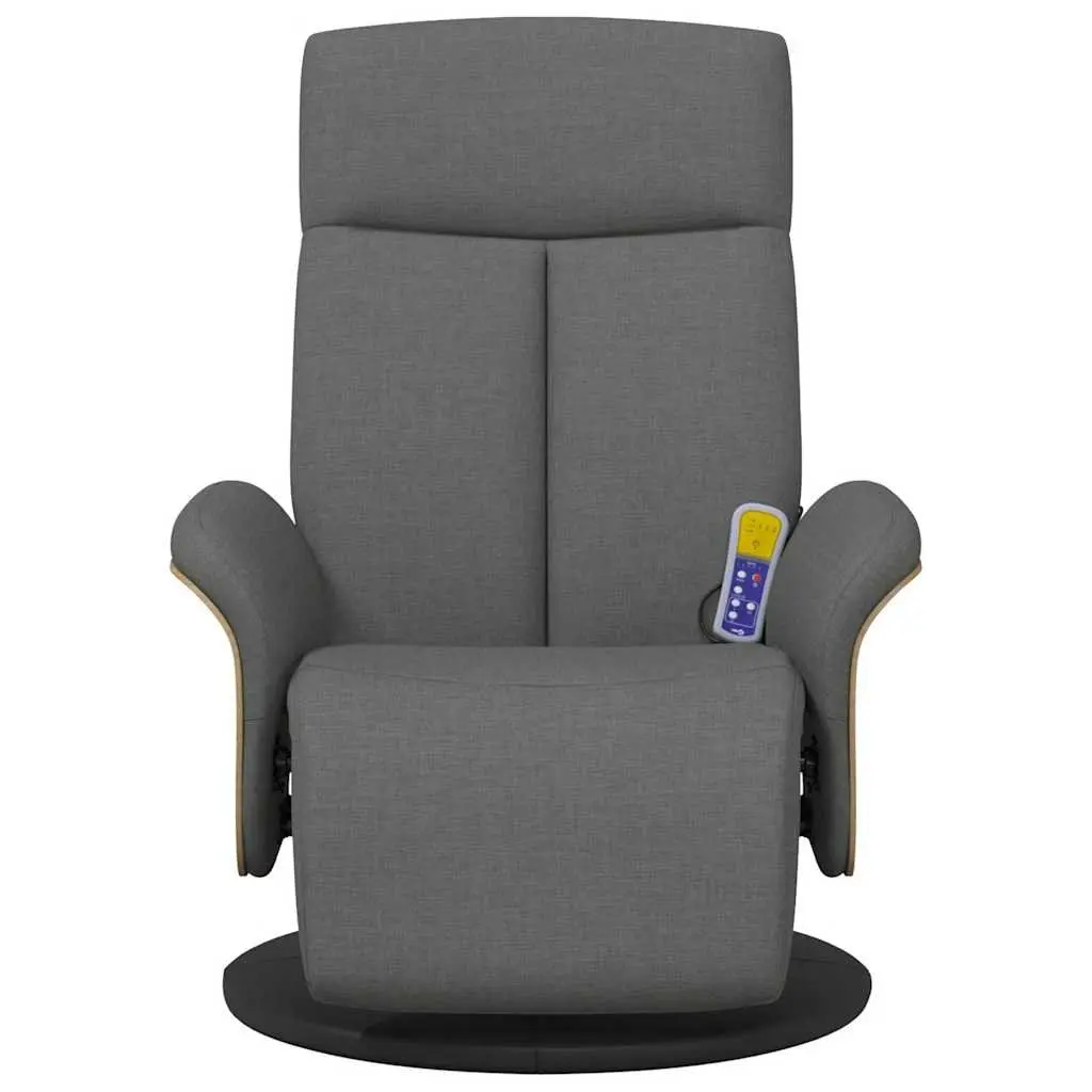 Adjustable Recliner Chair Massage Function Fabric Grey Swivel Backrest Footrest