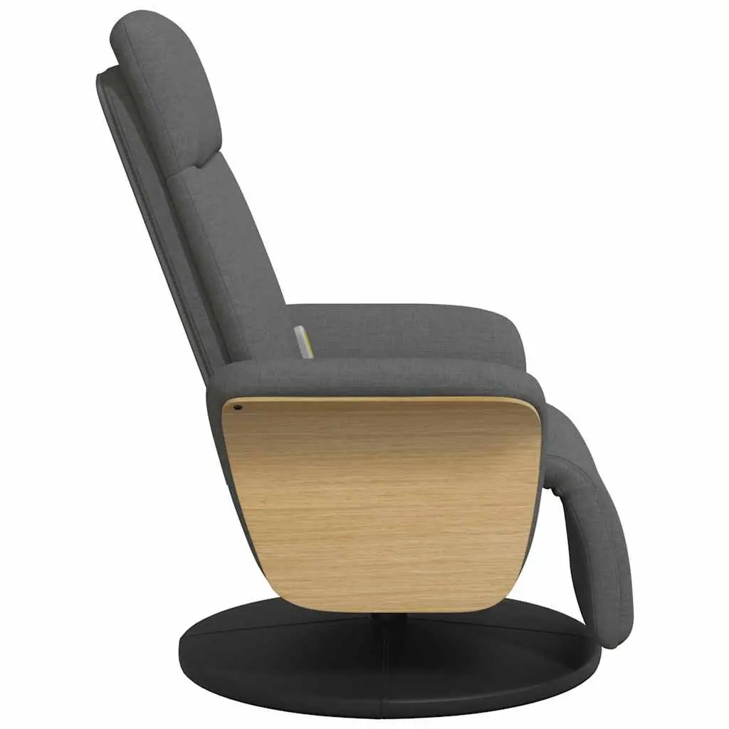 Adjustable Recliner Chair Massage Function Fabric Grey Swivel Backrest Footrest