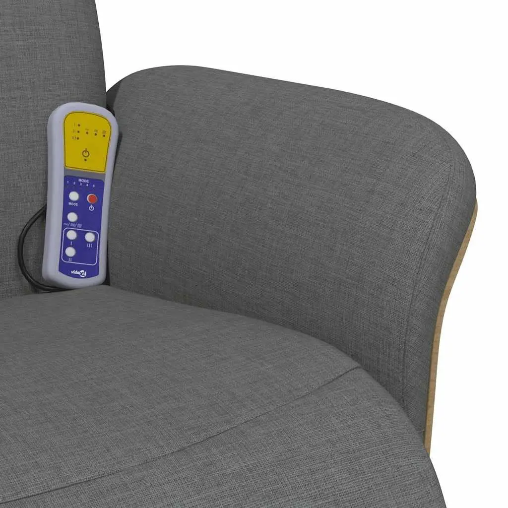 Adjustable Recliner Chair Massage Function Fabric Grey Swivel Backrest Footrest