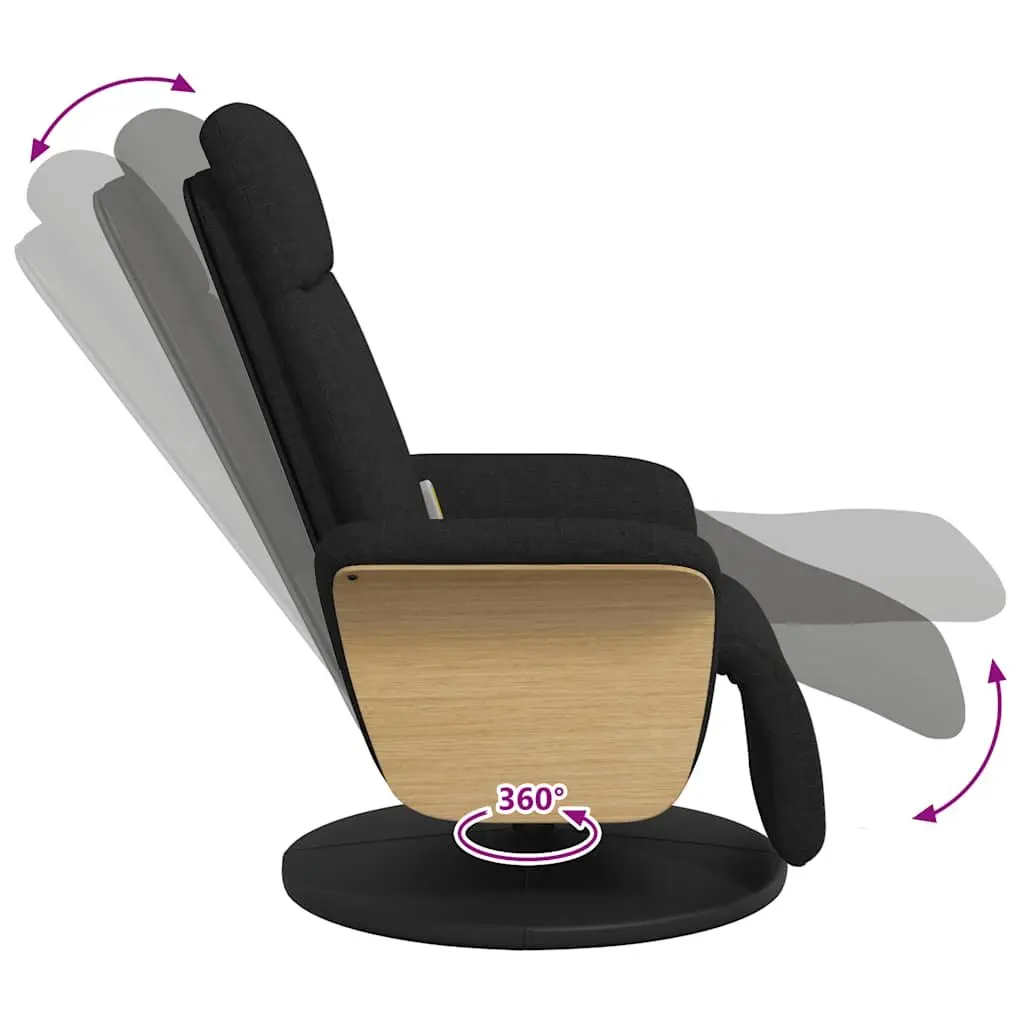 Massage Recliner Chair Fabric Adjustable 105125 Degrees Swivel Black