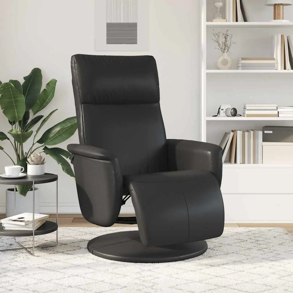 Recliner Chair Faux Leather Manual Recline 360 Degree Swivel Black