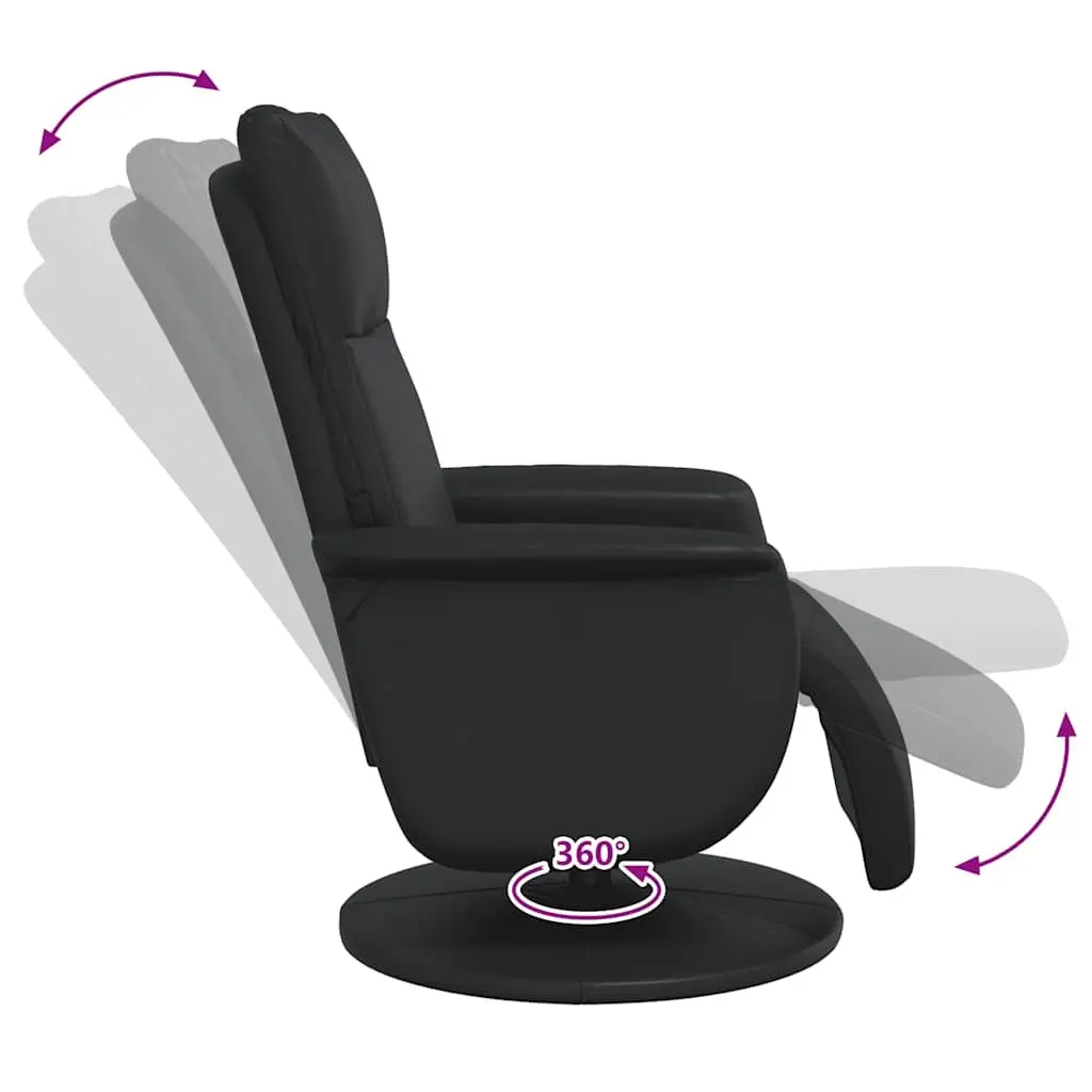 Recliner Chair Faux Leather Manual Recline 360 Degree Swivel Black