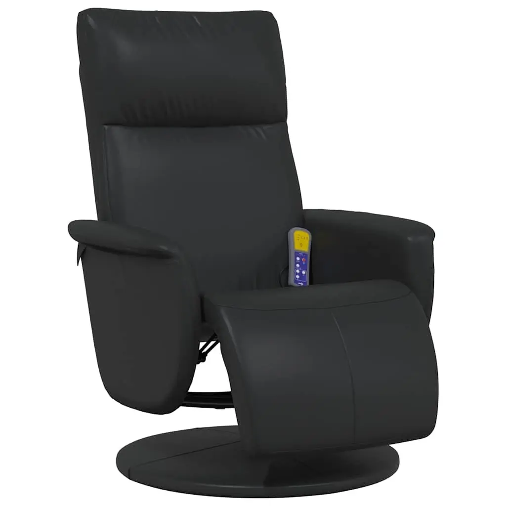 Massage Recliner Chair with Footrest Swivel Black Faux Leather Vibration