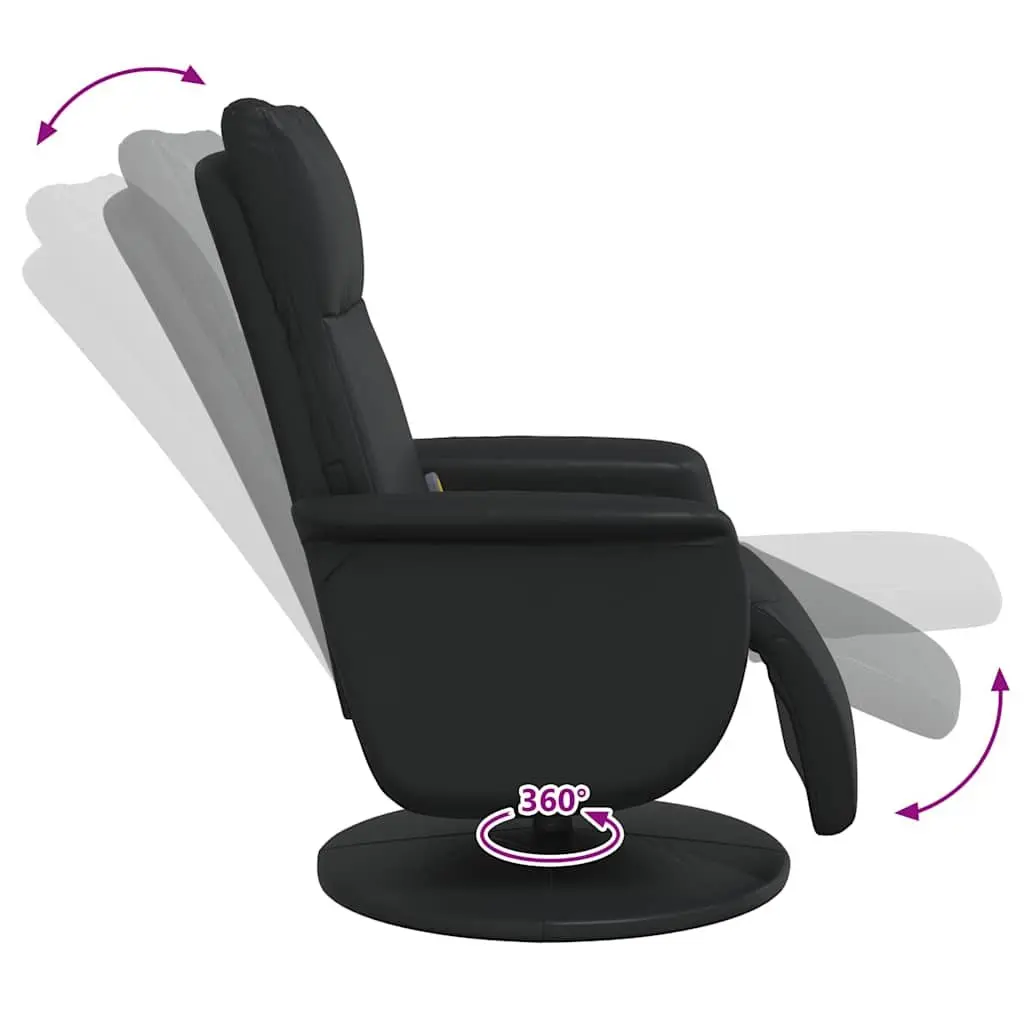 Massage Recliner Chair with Footrest Swivel Black Faux Leather Vibration