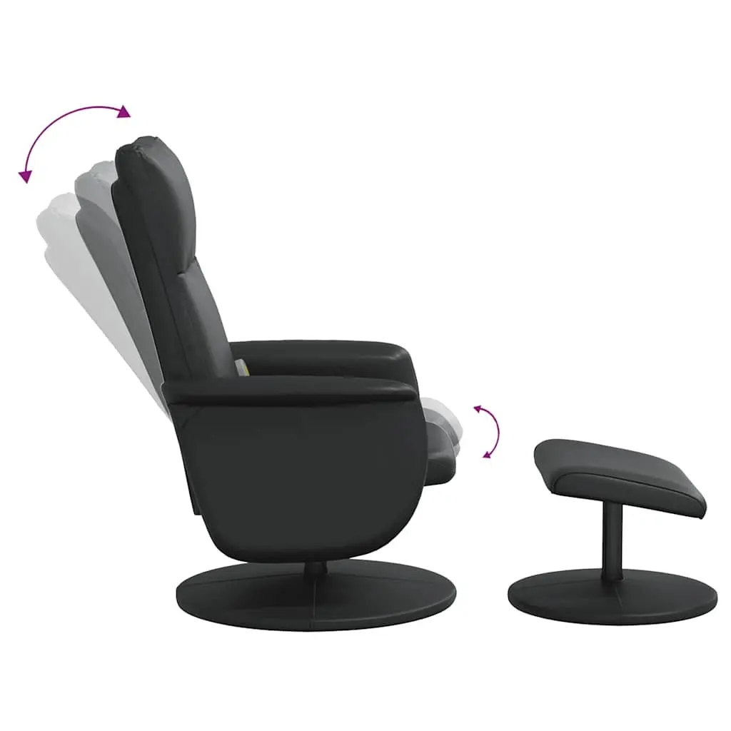 Massage Recliner Chair with Footstool Swivel Armchair Black Faux Leather