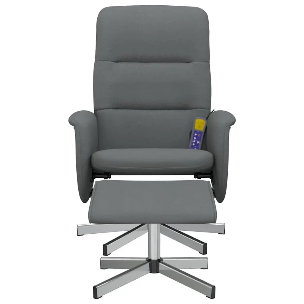 Massage Recliner Chair Fabric Grey Manual Reclining 360 Swivel with Footstool