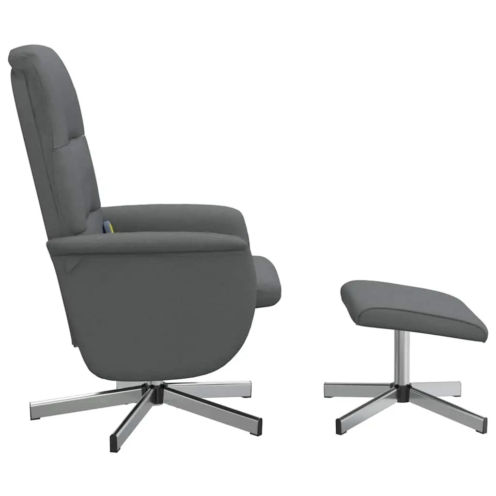Massage Recliner Chair Fabric Grey Manual Reclining 360 Swivel with Footstool