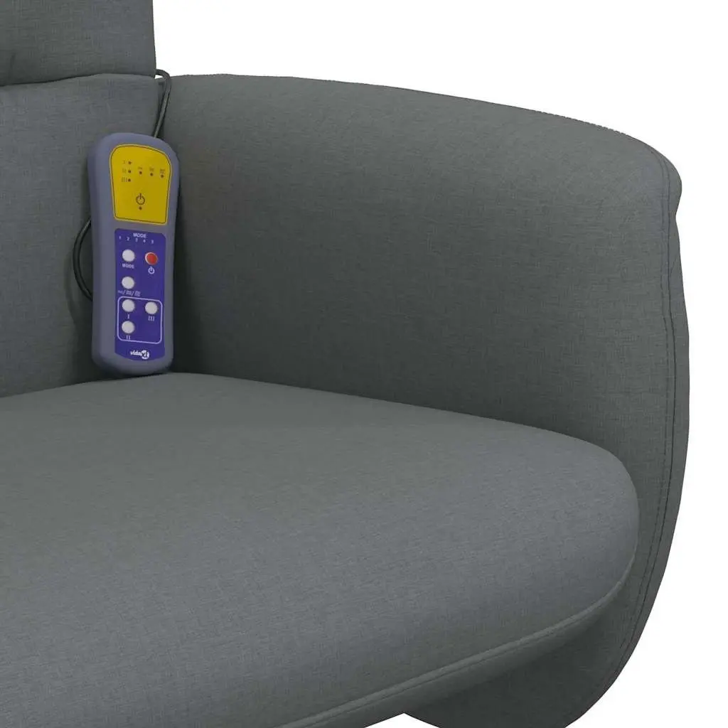 Massage Recliner Chair Fabric Grey Manual Reclining 360 Swivel with Footstool
