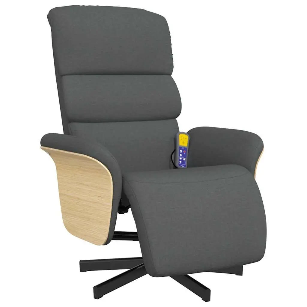 Recliner Massage Chair with Footrest Grey Fabric 360 Swivel Adjustable Backrest Vibration Function