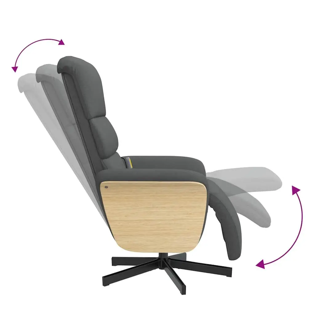 Recliner Massage Chair with Footrest Grey Fabric 360 Swivel Adjustable Backrest Vibration Function