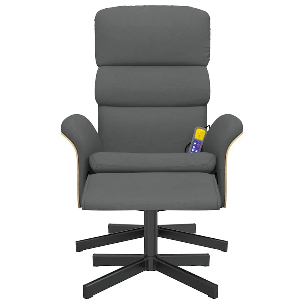 Massage Recliner Chair Dark Grey Fabric with Footstool 360 Degree Swivel Vibration Therapy