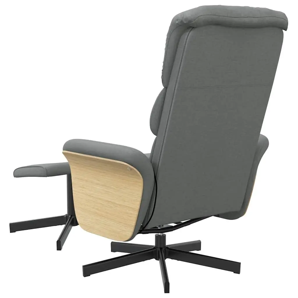Massage Recliner Chair Dark Grey Fabric with Footstool 360 Degree Swivel Vibration Therapy