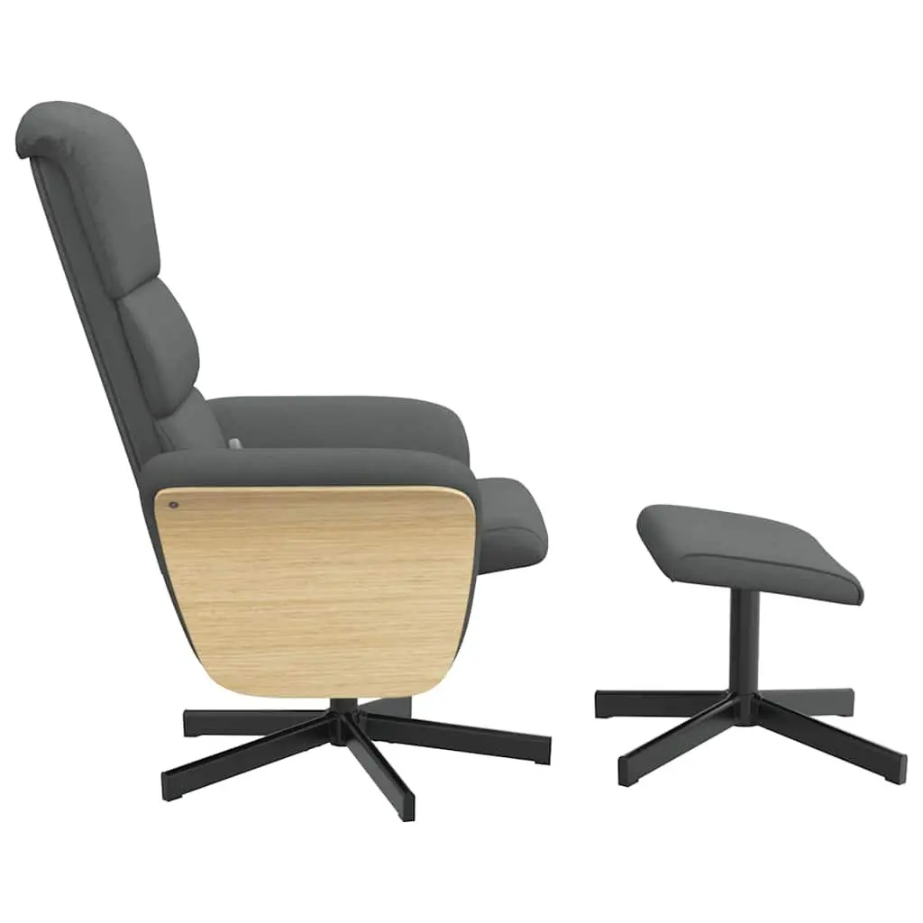 Massage Recliner Chair Dark Grey Fabric with Footstool 360 Degree Swivel Vibration Therapy