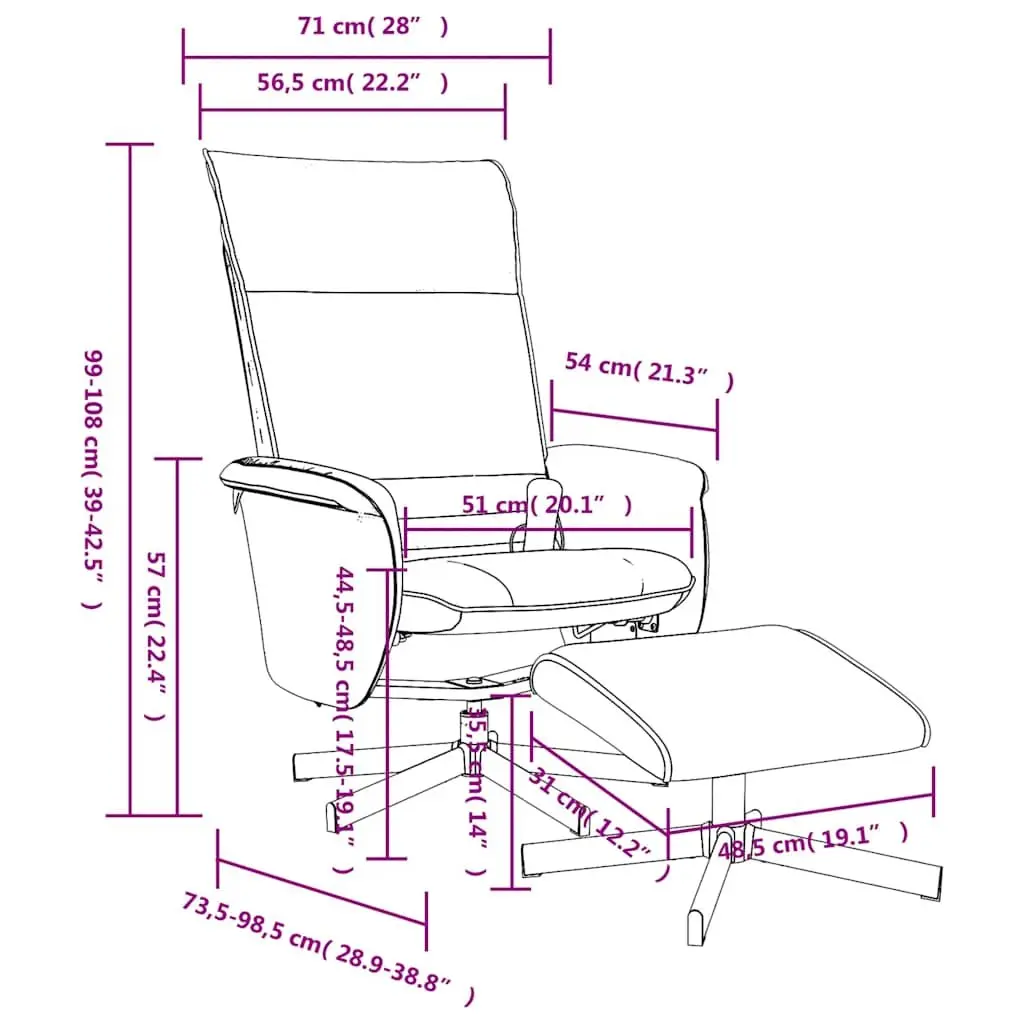 Massage Recliner Chair Faux Leather Black with Footstool 360 Degree Swivel Manual Reclining 105 to 125 Degrees Plywood and Metal Frame