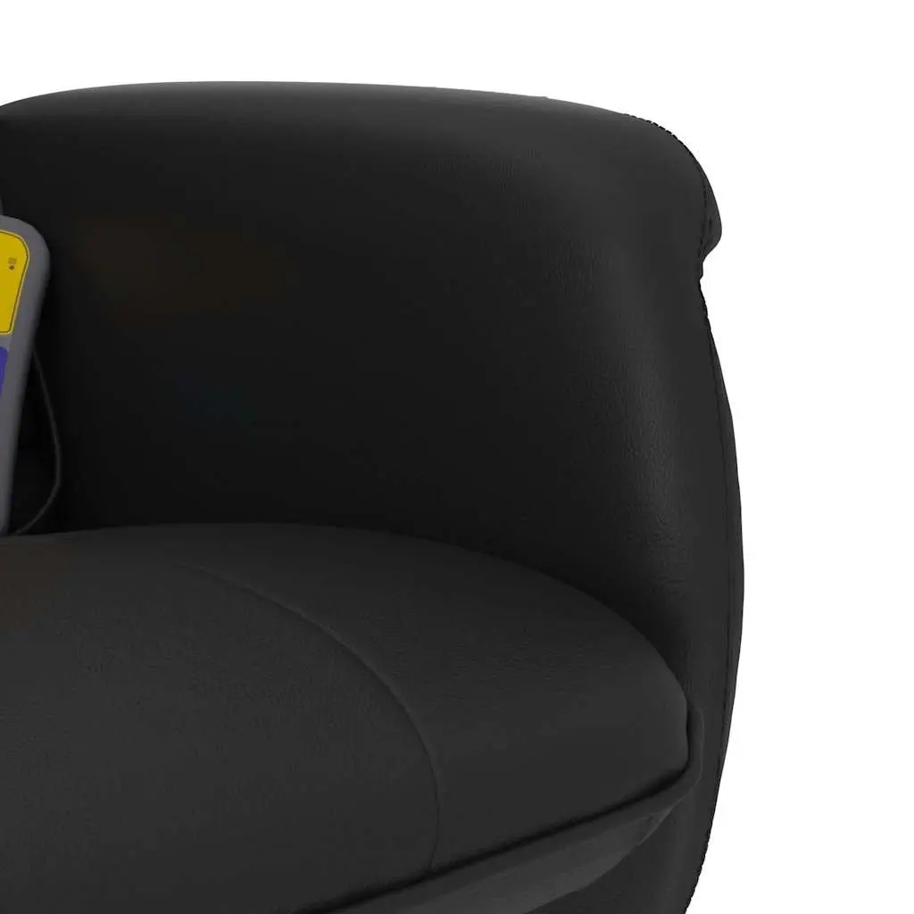 Massage Recliner Chair Faux Leather Black with Footstool 360 Degree Swivel Manual Reclining 105 to 125 Degrees Plywood and Metal Frame