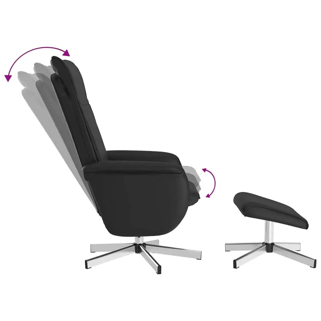 Massage Recliner Chair Faux Leather Black with Footstool 360 Degree Swivel Manual Reclining 105 to 125 Degrees Plywood and Metal Frame