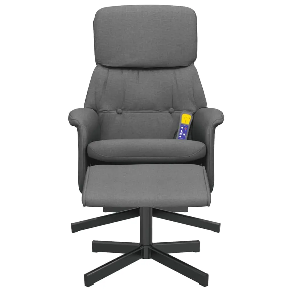Recliner Chair Dark Grey Fabric 6 Point Vibration with Footstool and Swivel Function