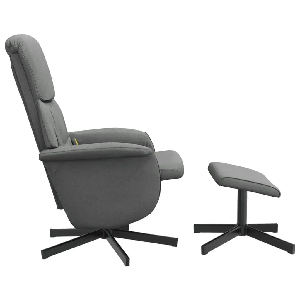 Recliner Chair Dark Grey Fabric 6 Point Vibration with Footstool and Swivel Function