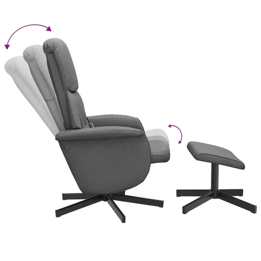 Recliner Chair Dark Grey Fabric 6 Point Vibration with Footstool and Swivel Function