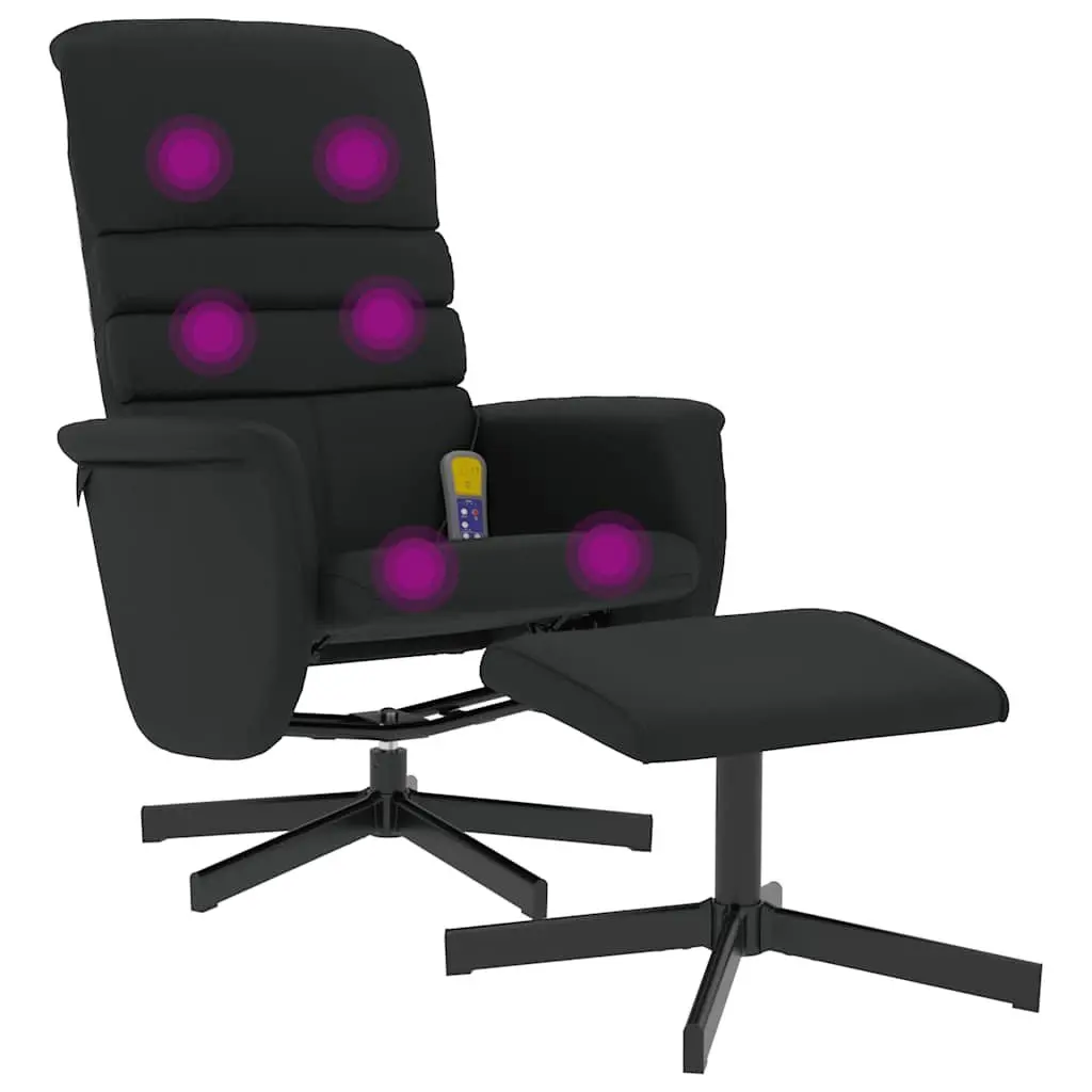 Massage Recliner Chair Faux Leather Black with Footstool 360 Degree Swivel