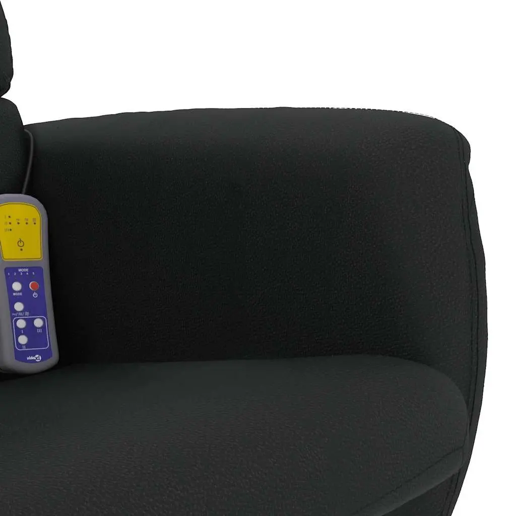 Massage Recliner Chair Faux Leather Black with Footstool 360 Degree Swivel