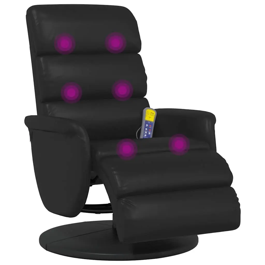 Massage Recliner Chair with Footrest 360 Swivel Vibration Armchair Black