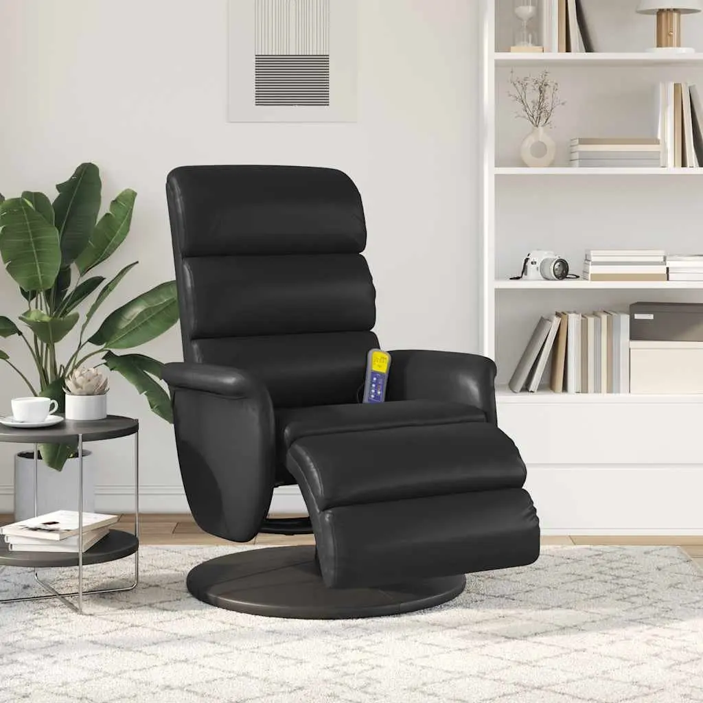 Massage Recliner Chair with Footrest 360 Swivel Vibration Armchair Black