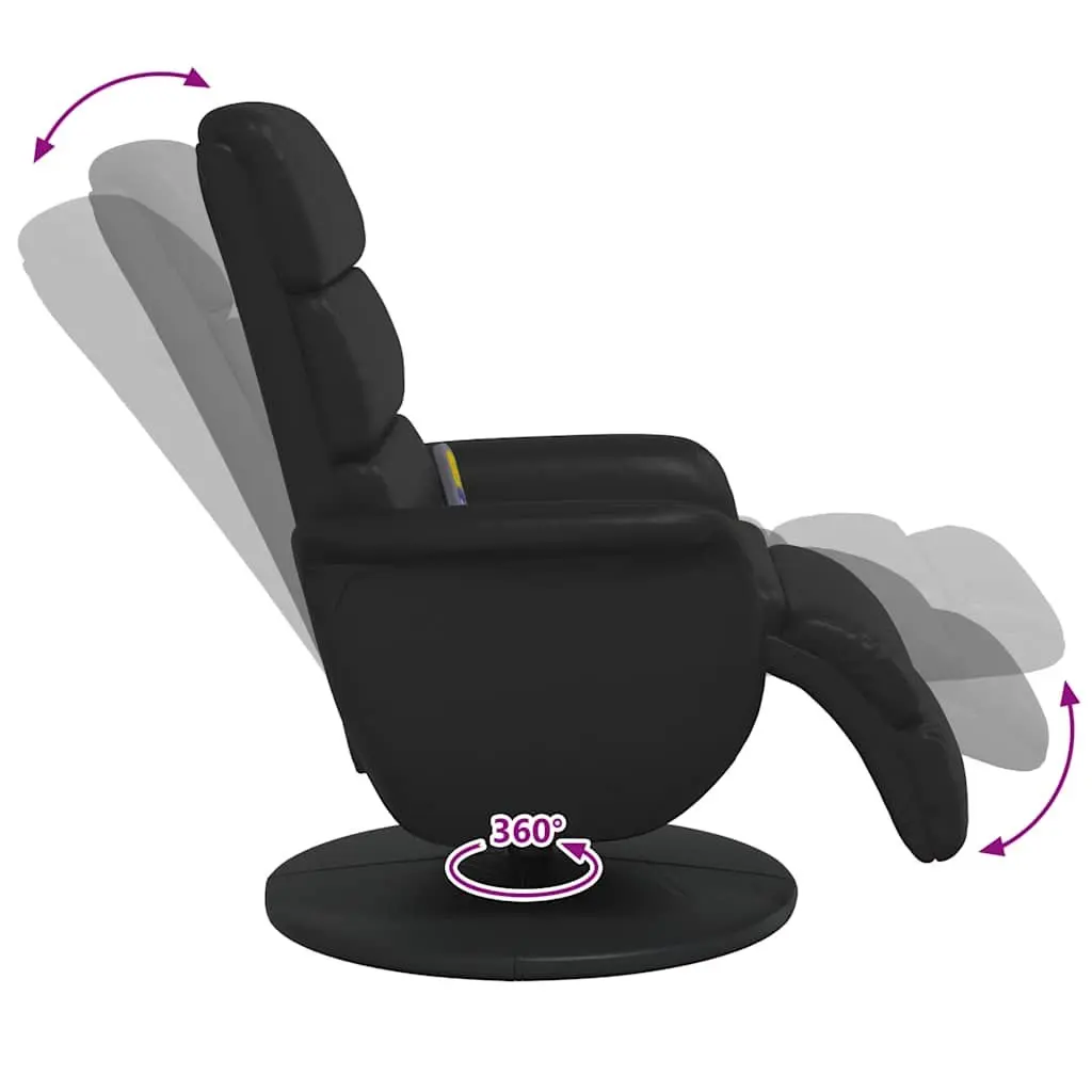 Massage Recliner Chair with Footrest 360 Swivel Vibration Armchair Black