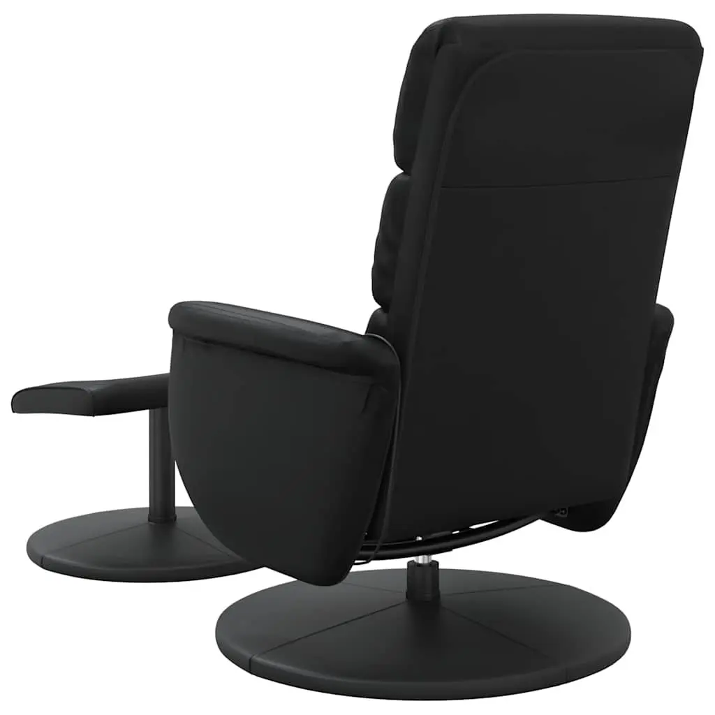 Massage Recliner Chair Faux Leather 360 Degree Swivel Black with Footstool