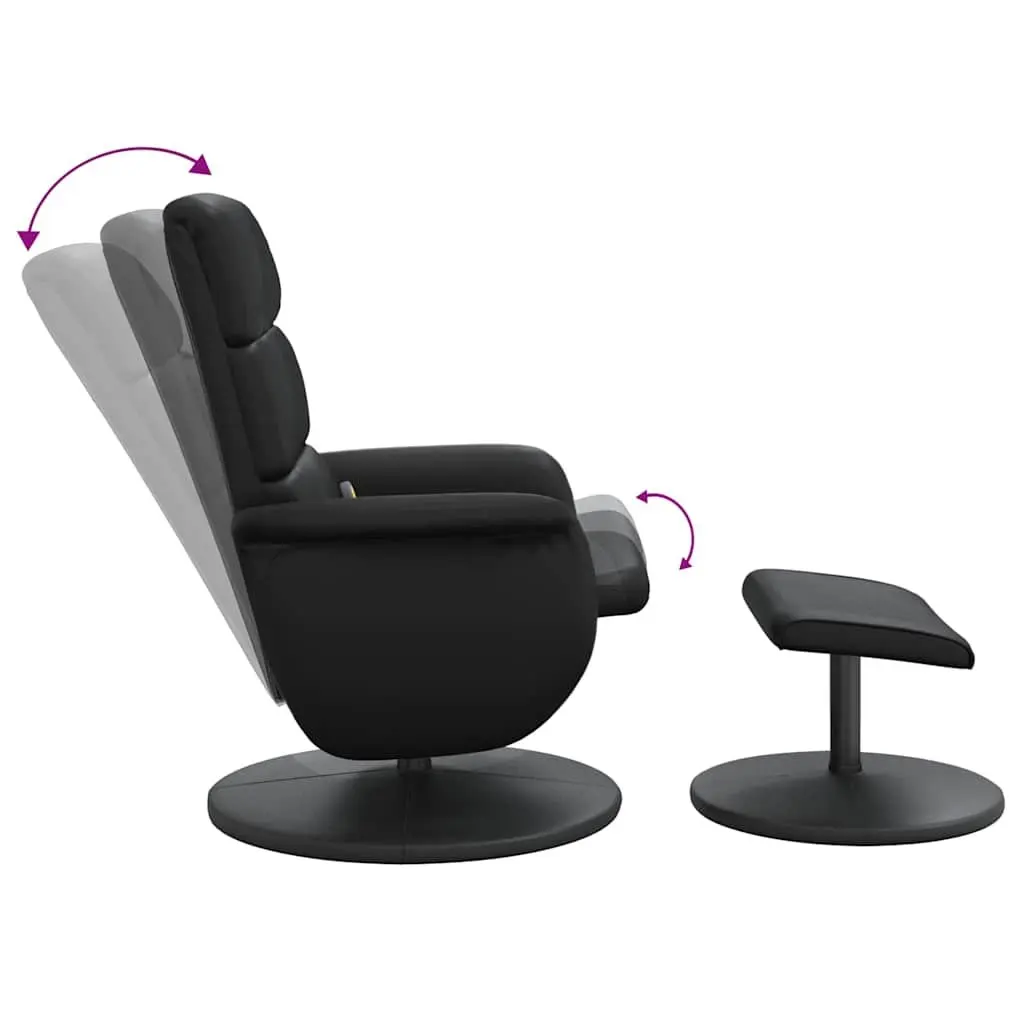 Massage Recliner Chair Faux Leather 360 Degree Swivel Black with Footstool