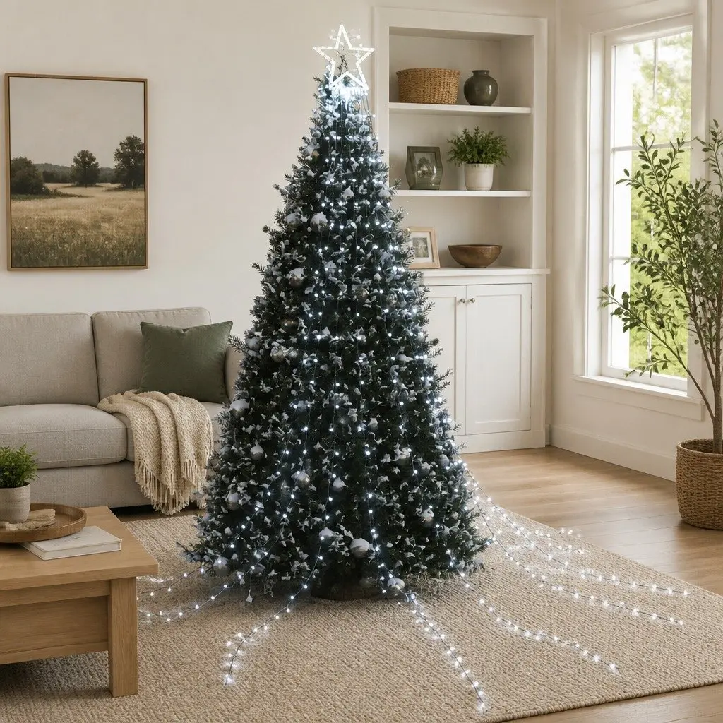 Christmas Tree Light Waterproof 320 LEDs Cold White 8 Modes 375cm Indoor Outdoor