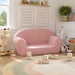 Kids' Sofa 2-Seater Pink Soft Plush Children's Couch Furniture Removable Cover