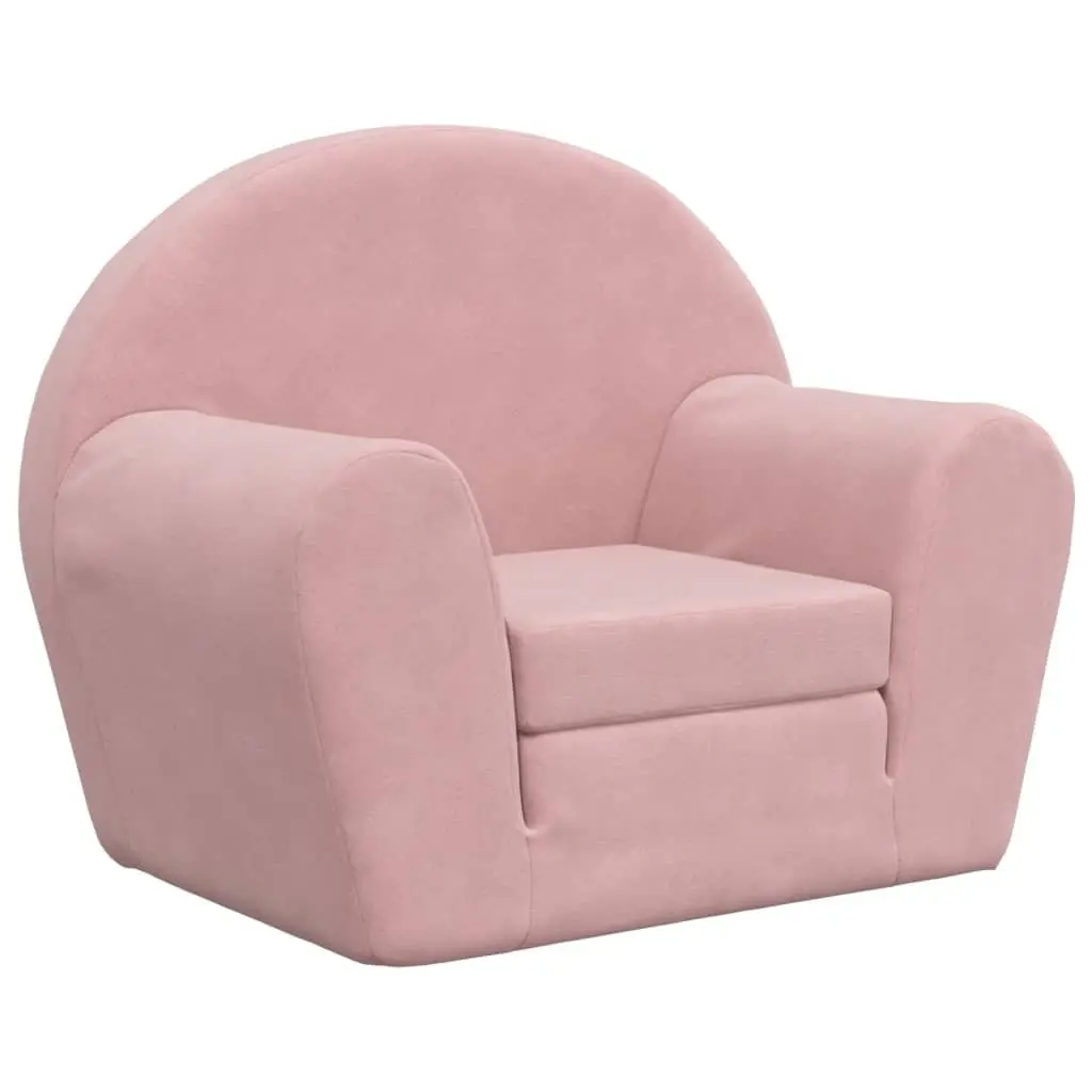 Kids Pink Soft Plush 2-in-1 Folding Armchair Sofa Bed for Toddlers