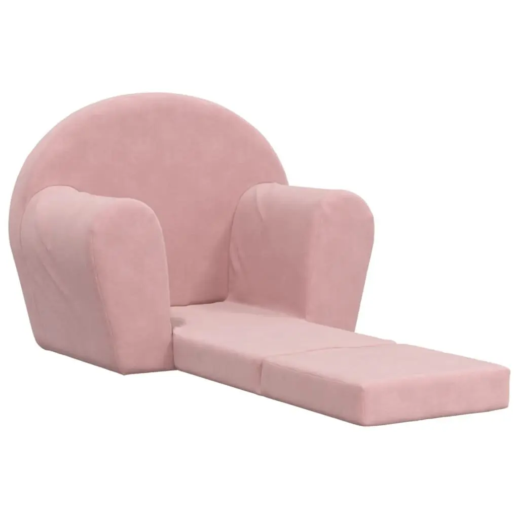 Kids Pink Soft Plush 2-in-1 Folding Armchair Sofa Bed for Toddlers