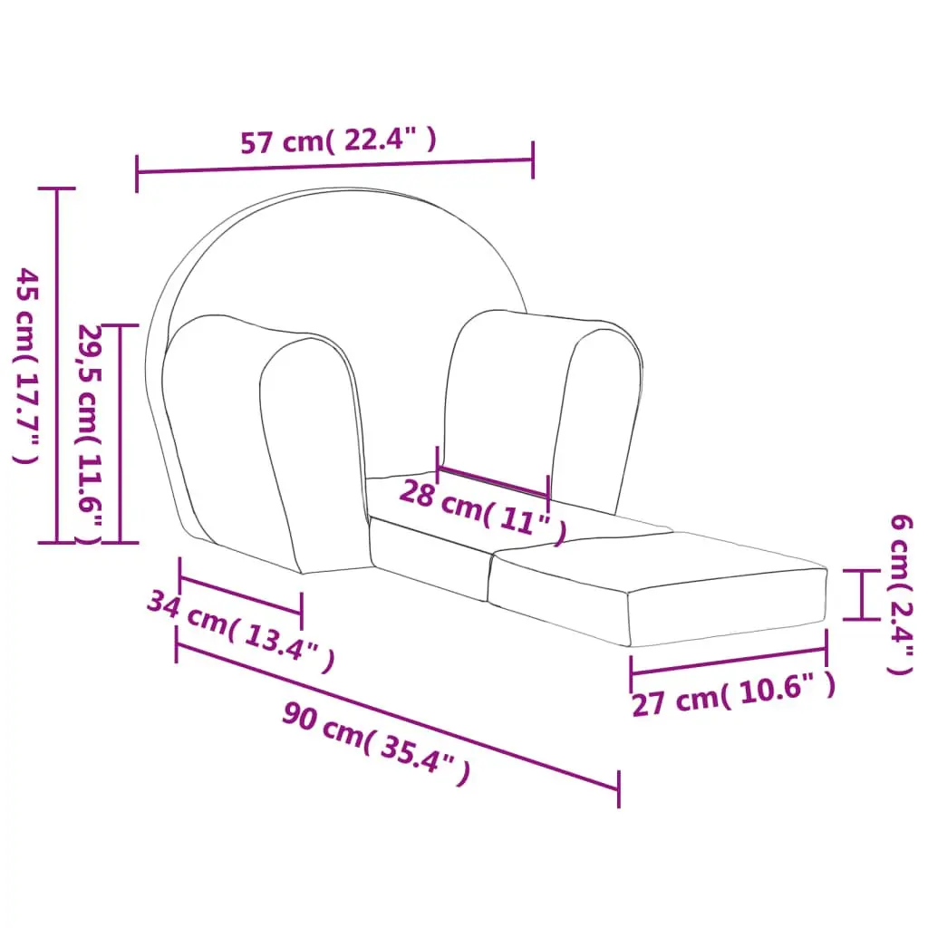 Kids Pink Soft Plush 2-in-1 Folding Armchair Sofa Bed for Toddlers