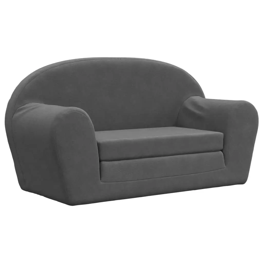 Kids Sofa Bed Soft Plush 2-Seater Foldable Armchair Mini Bed Anthracite