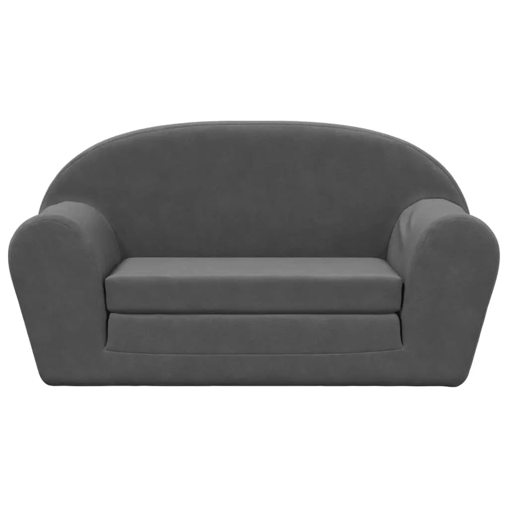 Kids Sofa Bed Soft Plush 2-Seater Foldable Armchair Mini Bed Anthracite